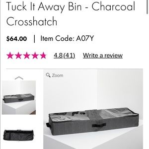 Thirty One Tuck It Away Bin In Charcoal Crosshatch NWT
